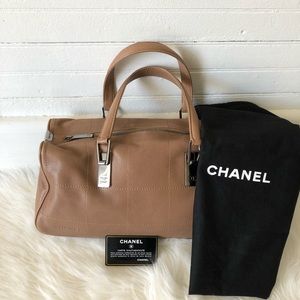 CHANEL Caviar Leather Square Stitch CC Bowler